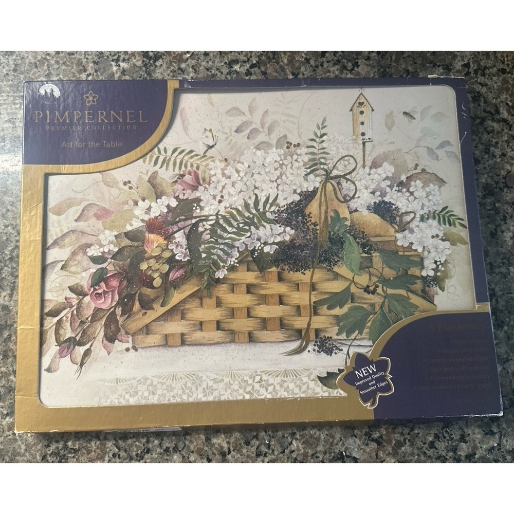 Pimpernel Cork Backed Placemats Set of 4 Floral Basket  Assorted